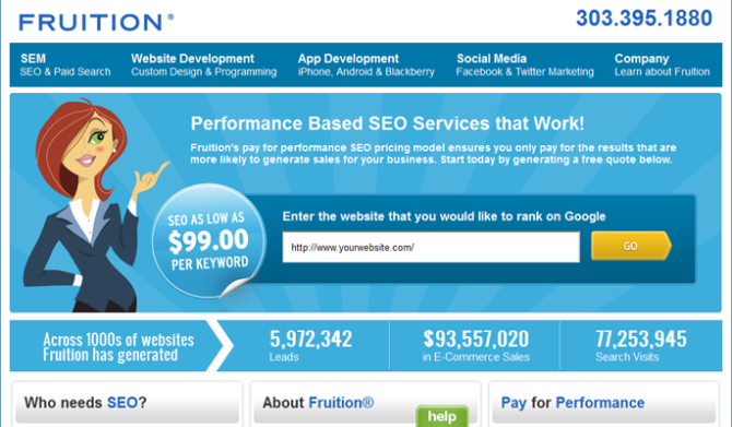 SEO over Fruition website